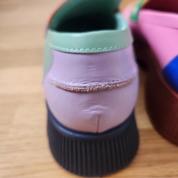 Charlotte Stone Adam Mismatch Rainbow Chunky Loafers Size 10 Womens Leather - Picture 8 of 14